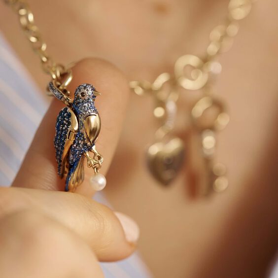 Mythology 18ct Yellow Gold Bluebird Locket Necklace