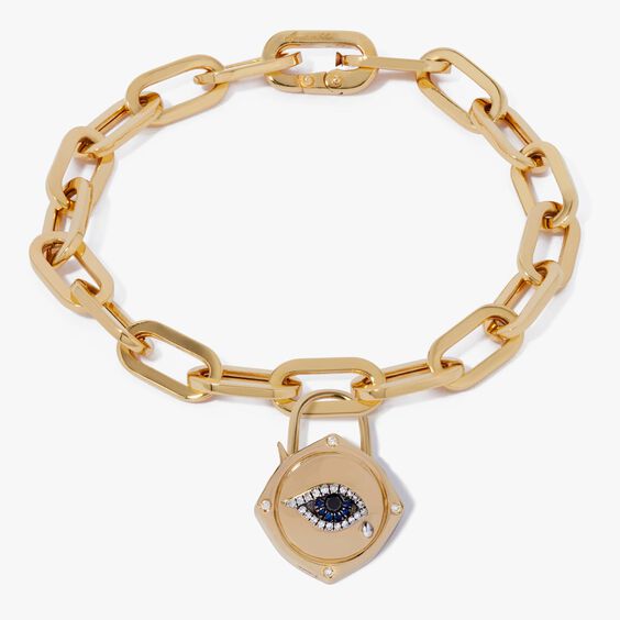 Lovelock 18ct Gold Cable Chain Evil Eye Charm Bracelet