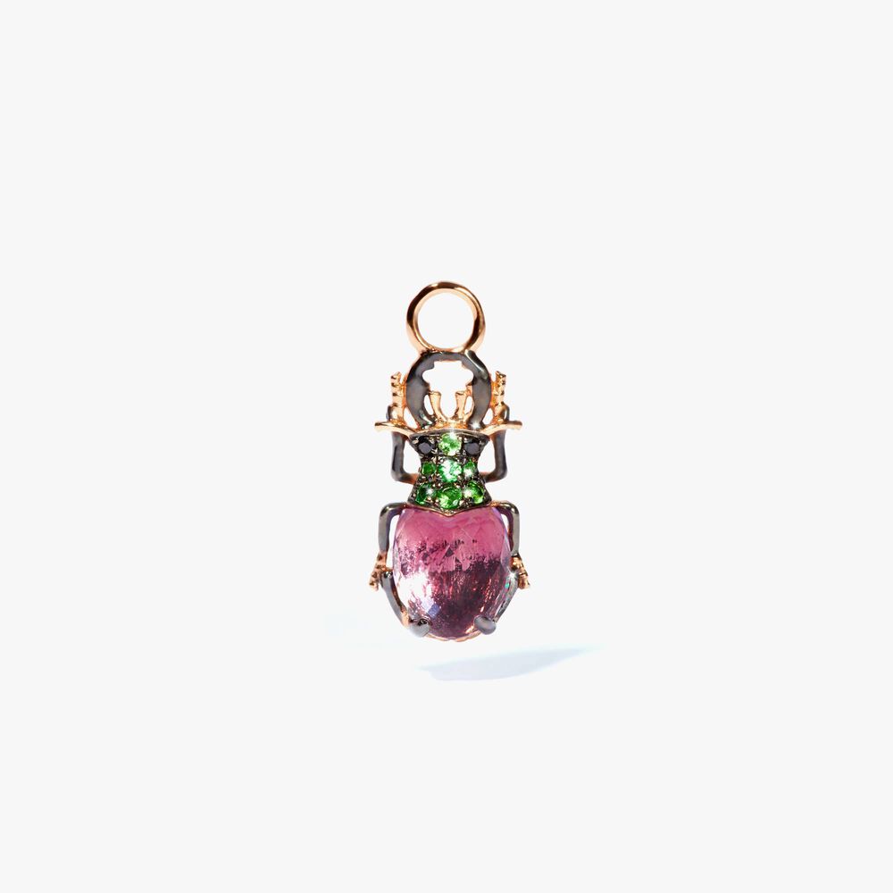 18ct Rose Gold Amethyst Beetle Earring Drop | Annoushka jewelley