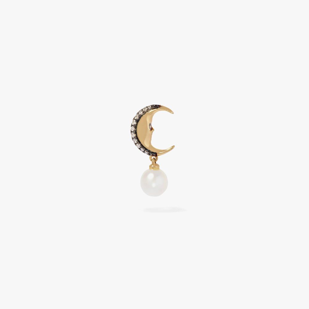 Mythology 18ct Gold Pearl Moon Single Right Drop Earring | Annoushka jewelley