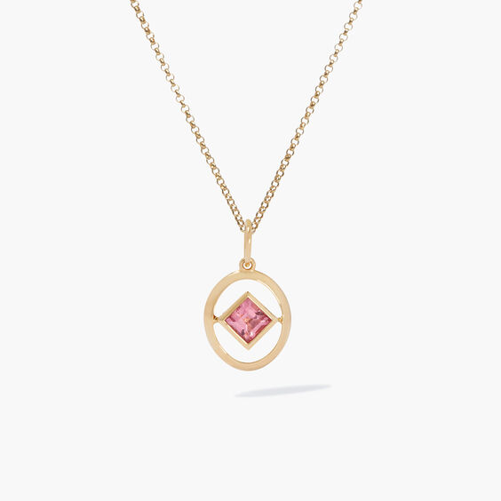 14ct Yellow Gold Pink Tourmaline October Birthstone Necklace