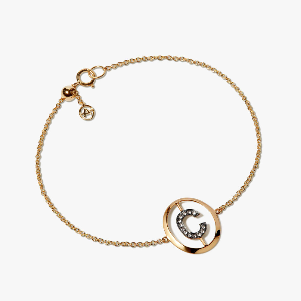 Initials 18ct Yellow Gold Diamond C Bracelet | Annoushka jewelley