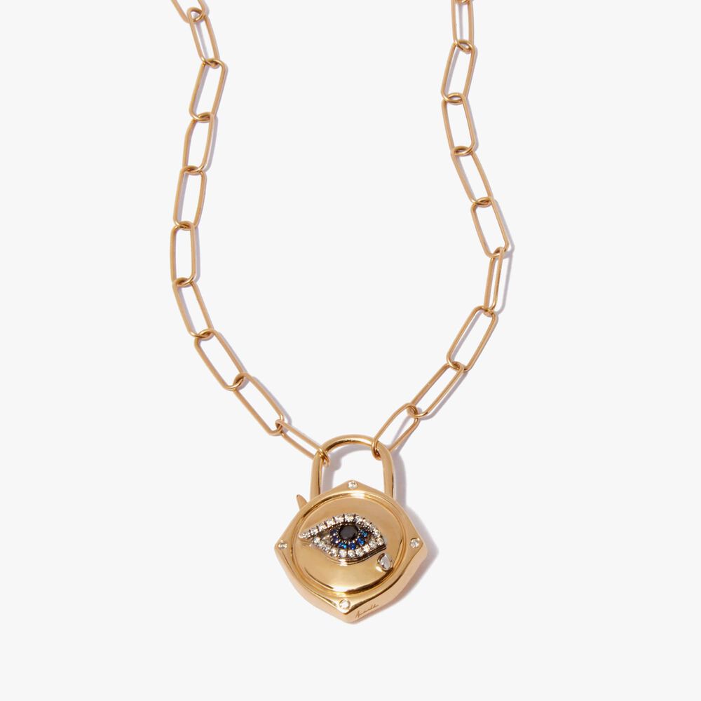 Lovelock 14ct Gold Mini Cable Chain Evil Eye Charm Necklace | Annoushka jewelley