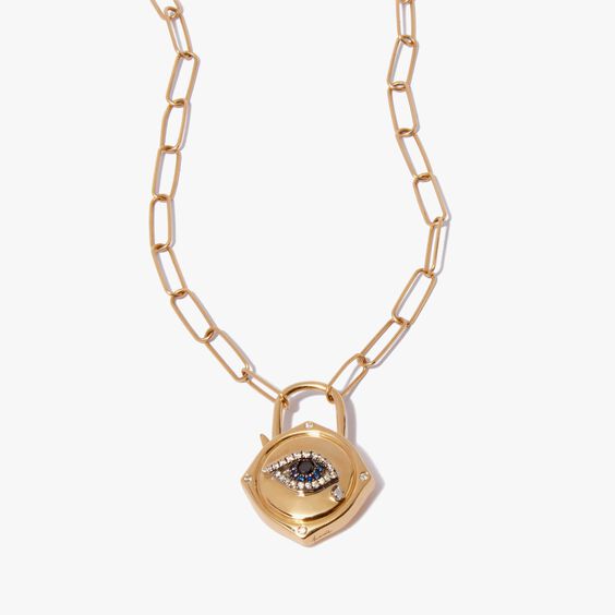 Lovelock 14ct Gold Mini Cable Chain Evil Eye Charm Necklace