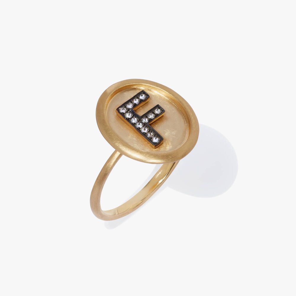 18ct Gold Diamond Initial F Ring | Annoushka jewelley