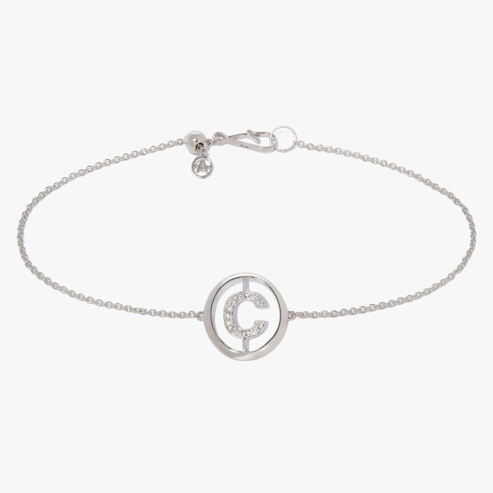 18ct White Gold Diamond Initial C Bracelet | Annoushka jewelley