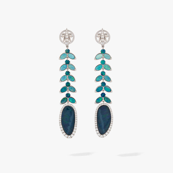 18ct white gold and opal drop earrings