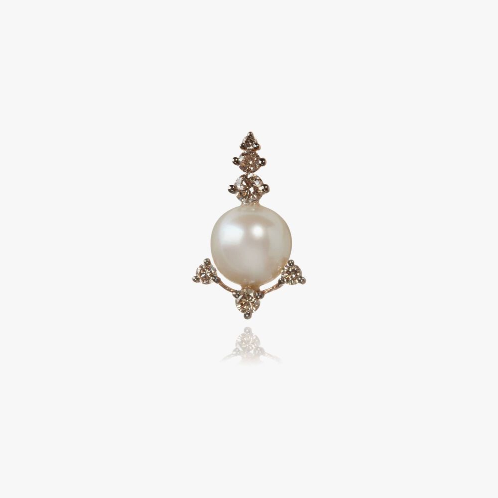 Diamonds & Pearls 18ct Rose Gold Single Stud | Annoushka jewelley