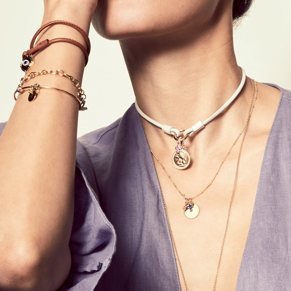 Tokens 14ct Gold Pink Sapphire Cross Pendant | Annoushka jewelley