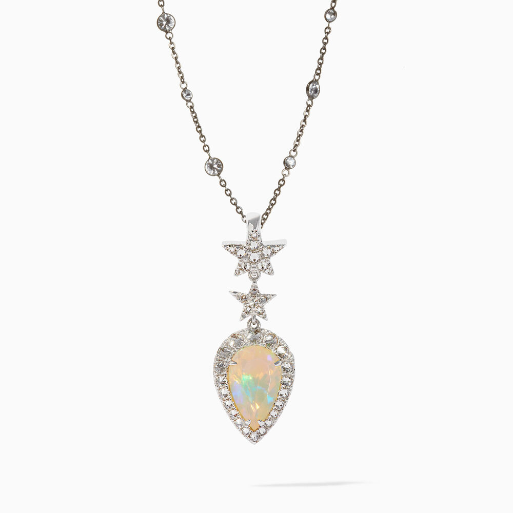 18ct White Gold Ethiopian Opal Pendant | Annoushka jewelley