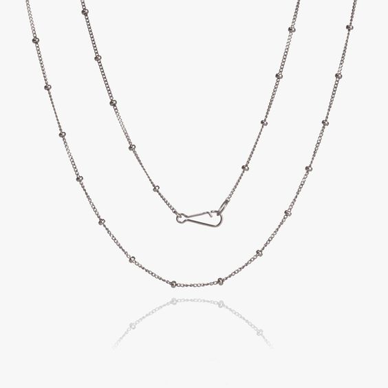 14ct White Gold Short Saturn Chain Necklace