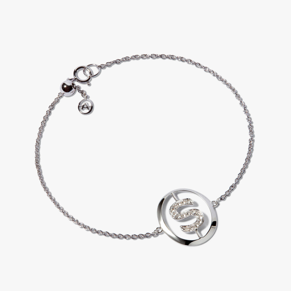 Initials 18ct White Gold Diamond S Bracelet | Annoushka jewelley
