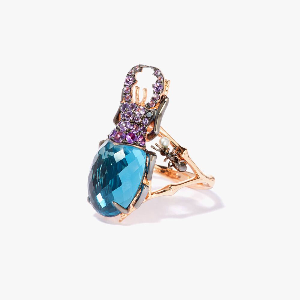 Mythology 18ct Rose Gold Topaz Beetle Ring | Annoushka jewelley
