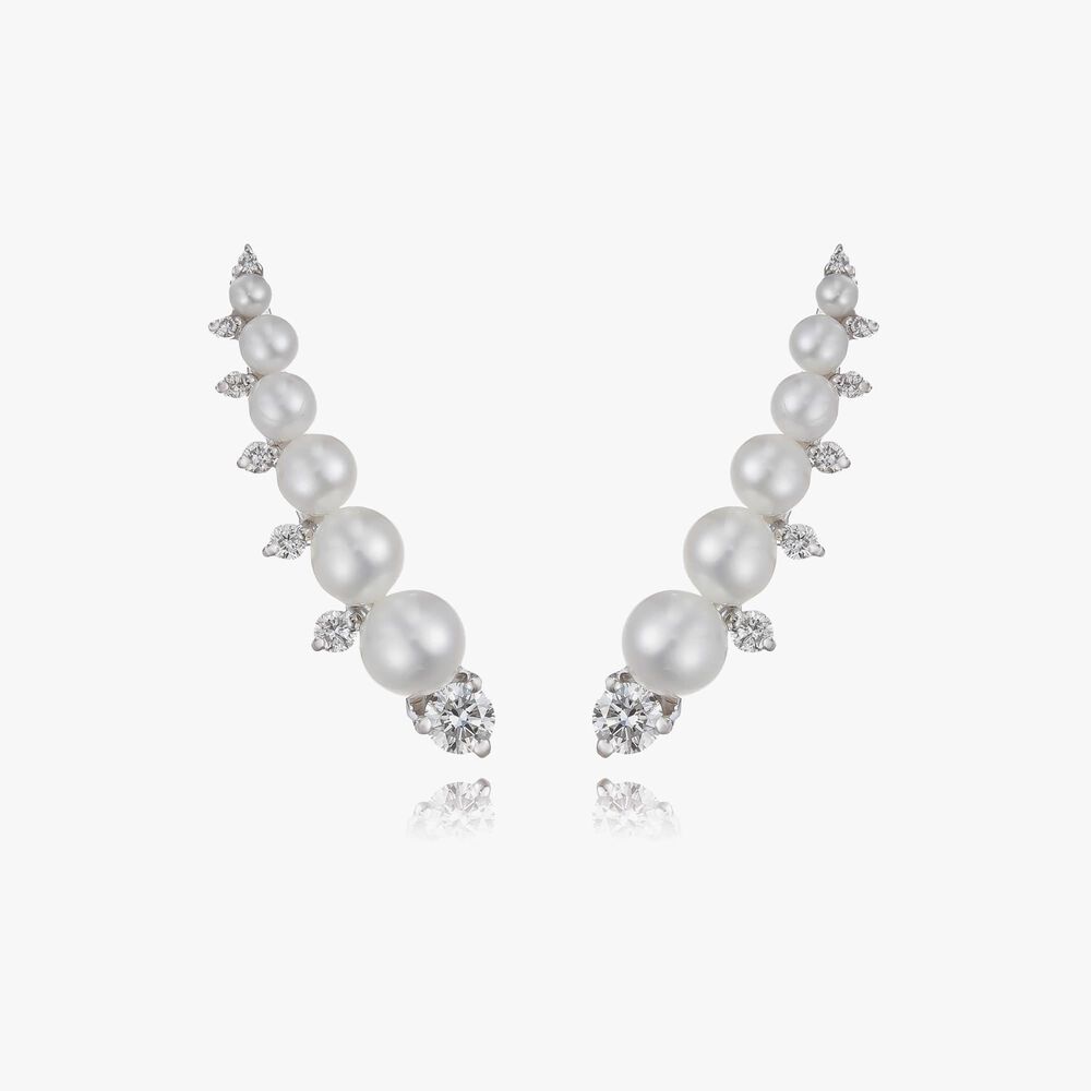 Diamonds & Pearls 18ct White Gold Ear Pins | Annoushka jewelley