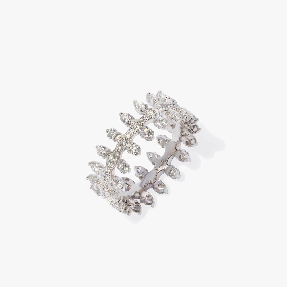 Crown 18ct White Gold Double Diamond Ring | Annoushka jewelley
