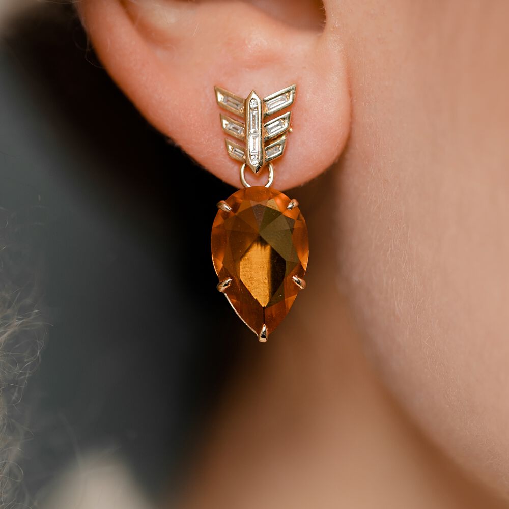 Flight & Chameleon 18ct Yellow Gold Citrine Earrings | Annoushka jewelley