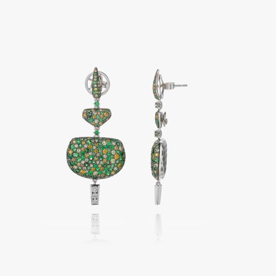 Unique 18ct White Gold Tsavorite & Peridot Earrings | Annoushka jewelley