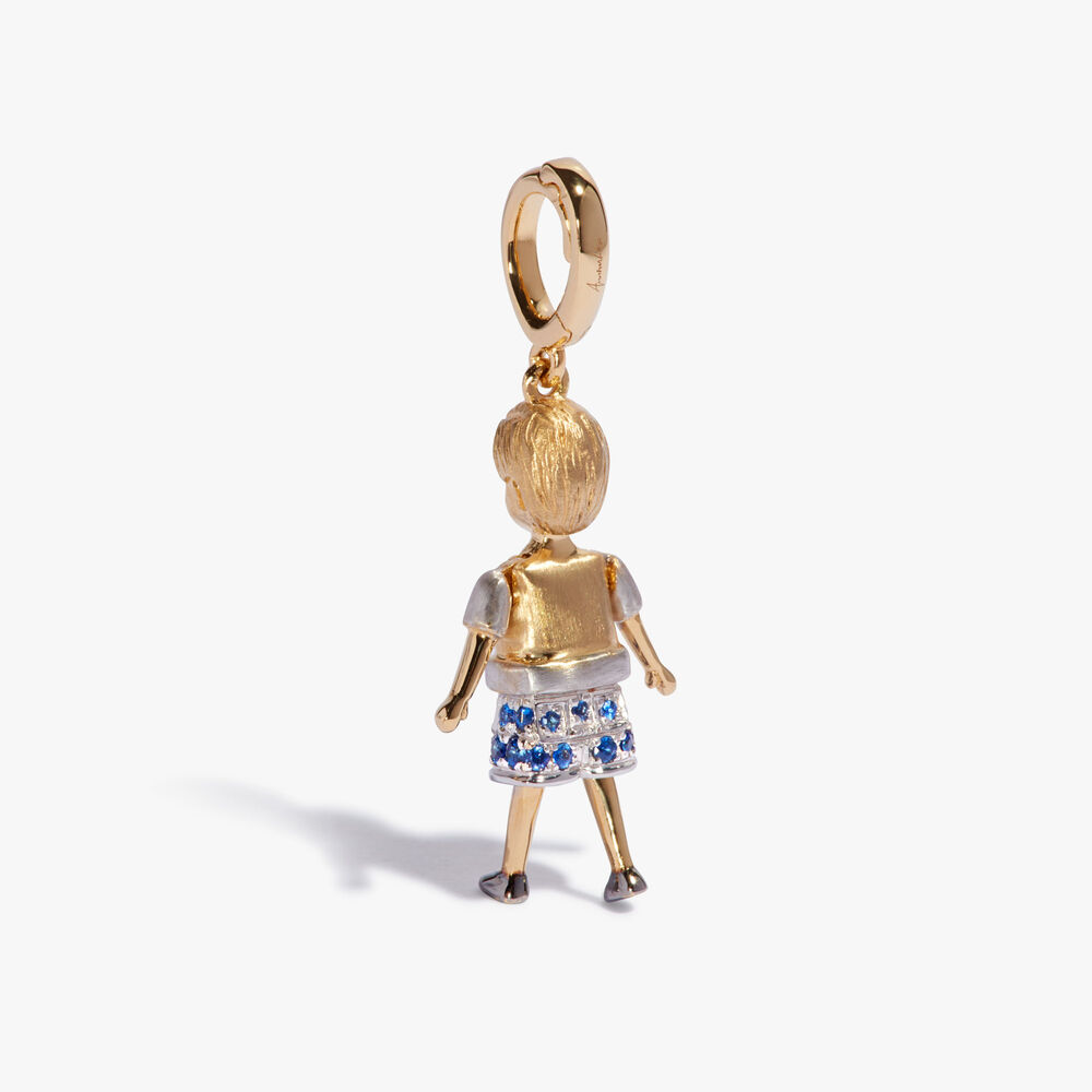 18ct Yellow Gold Blue Sapphire Little Boy Charm Pendant | Annoushka jewelley