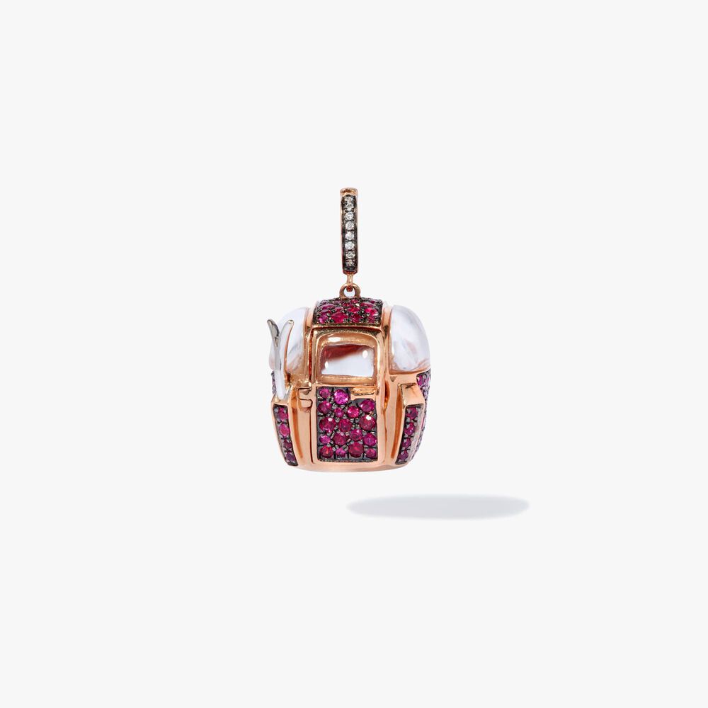 18ct Rose Gold Ruby Cable Car Charm Pendant | Annoushka jewelley