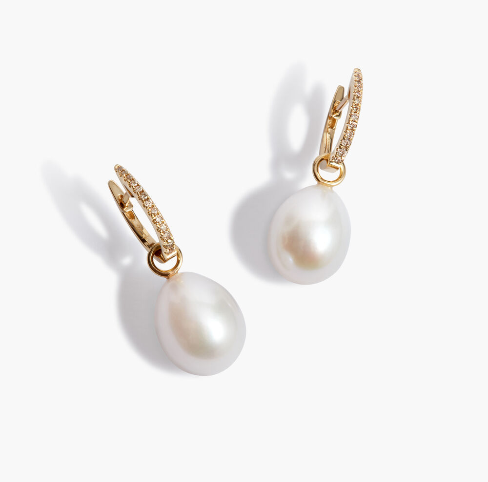 18ct Yellow Gold Pearl & Diamond Earrings | Annoushka jewelley