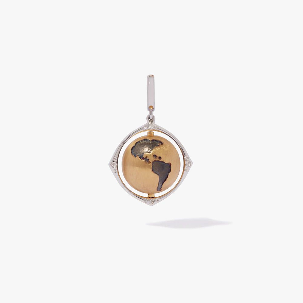 Mythology 18ct Gold Diamond Spinning Globe Charm Pendant | Annoushka jewelley