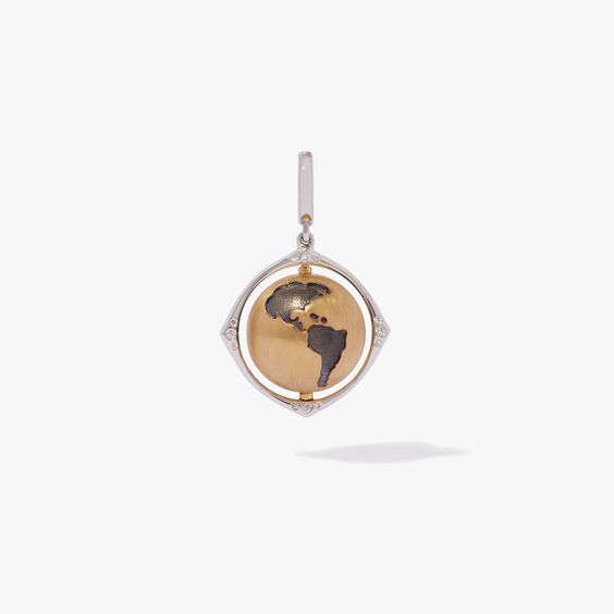 Mythology 18ct Gold & Diamond Spinning Globe Charm Pendant