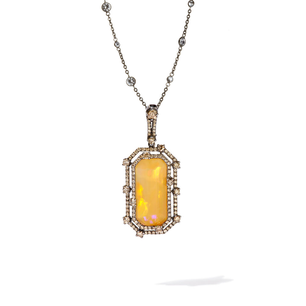Unique 18ct White Gold Opal Diamond Pendant | Annoushka jewelley
