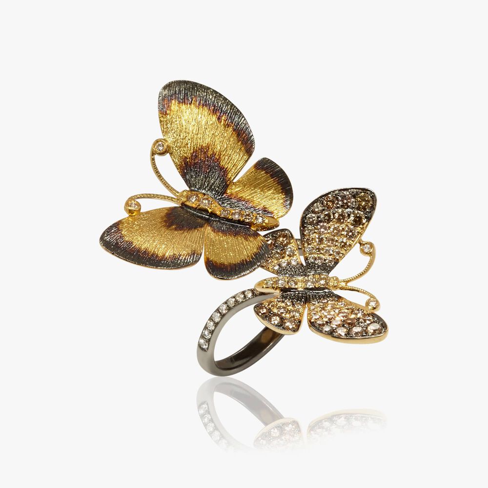 Butterflies 18ct Gold Diamond Duet Ring | Annoushka jewelley