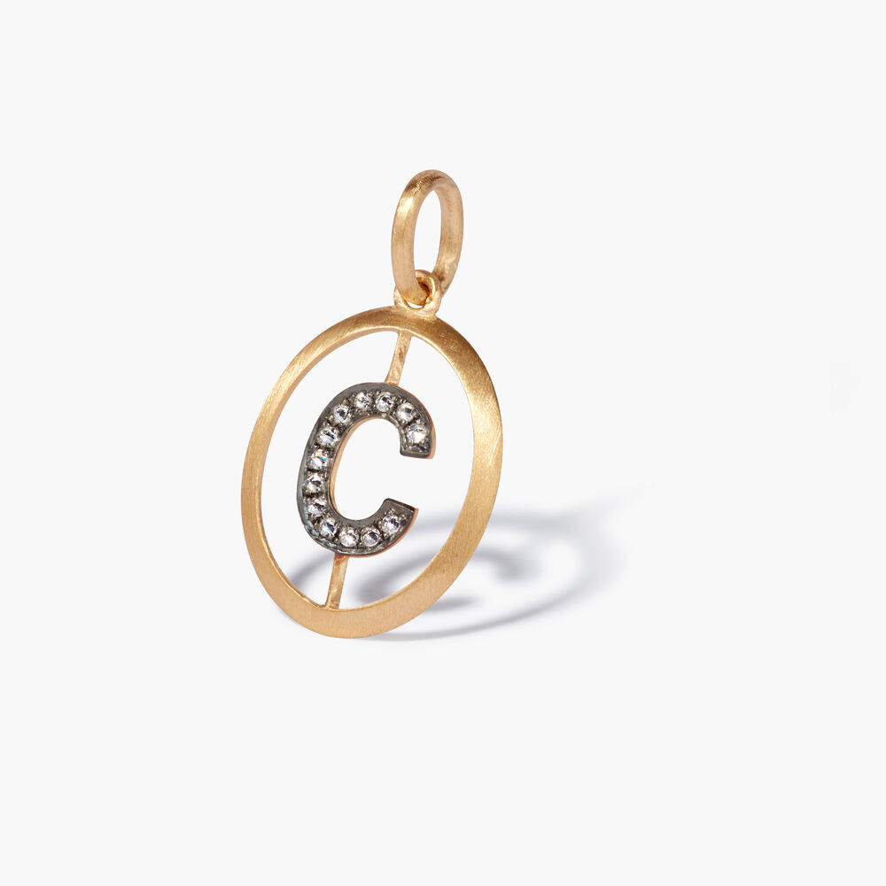 Initials 18ct Yellow Gold Diamond C Pendant | Annoushka jewelley