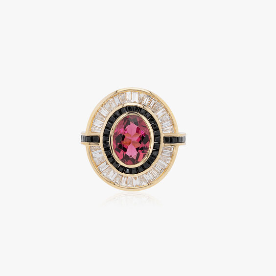 Unique 18ct Yellow Gold Tourmaline & Diamond Engagement Ring