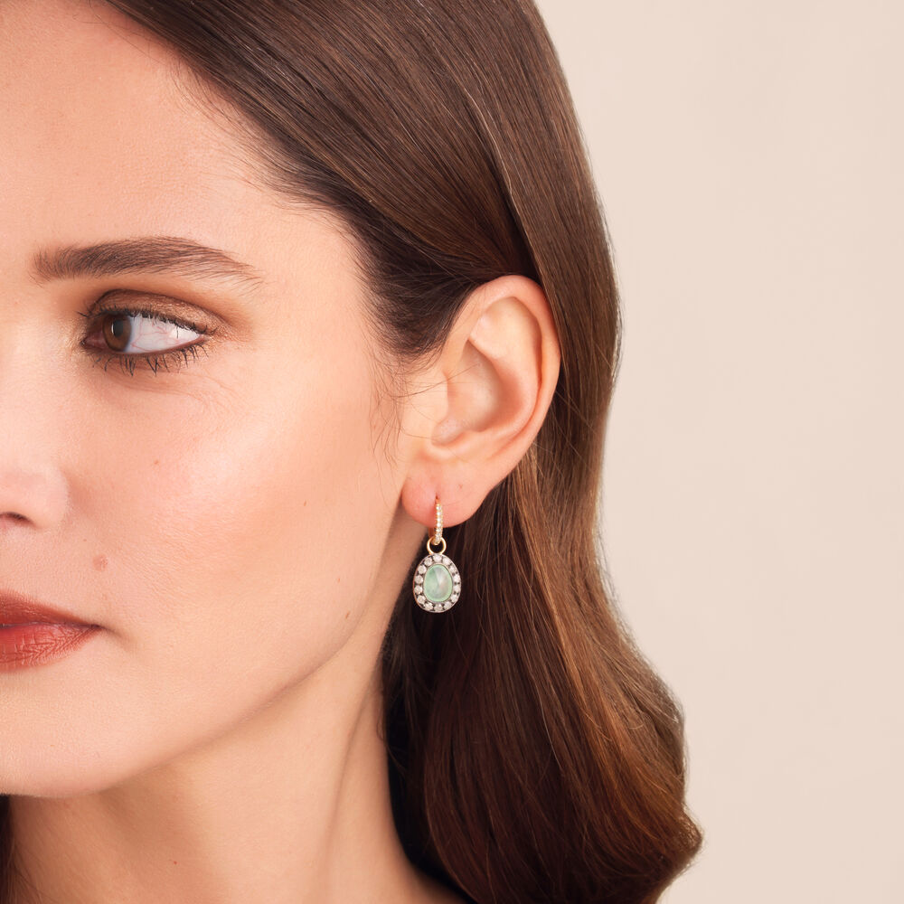 Dusty Diamonds 18ct Yellow Gold Jade Earrings | Annoushka jewelley