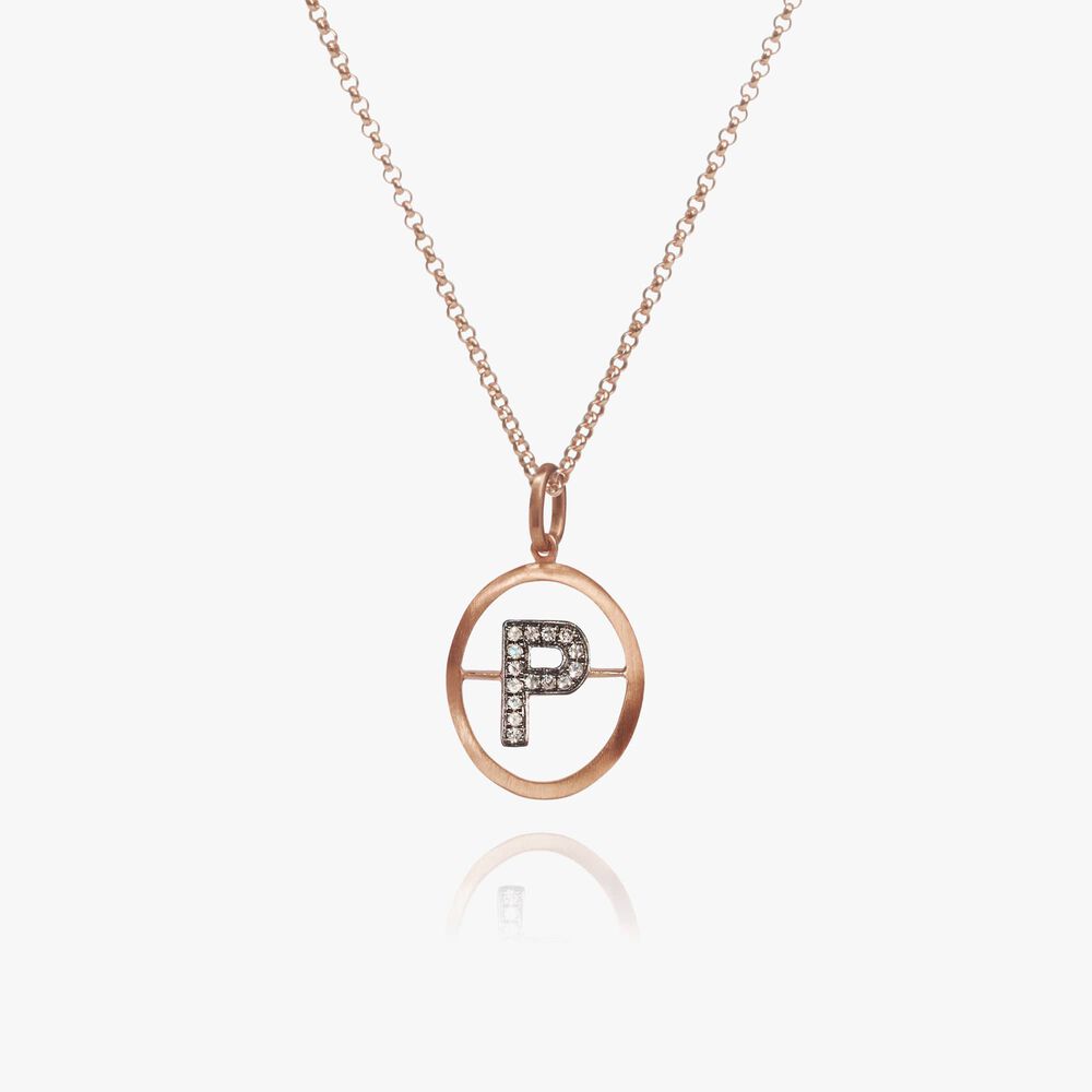 18ct Rose Gold Initial P Necklace | Annoushka jewelley