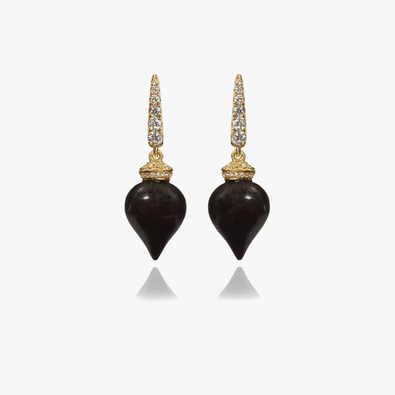 Touch Wood 18ct Gold Small Ebony Earrings