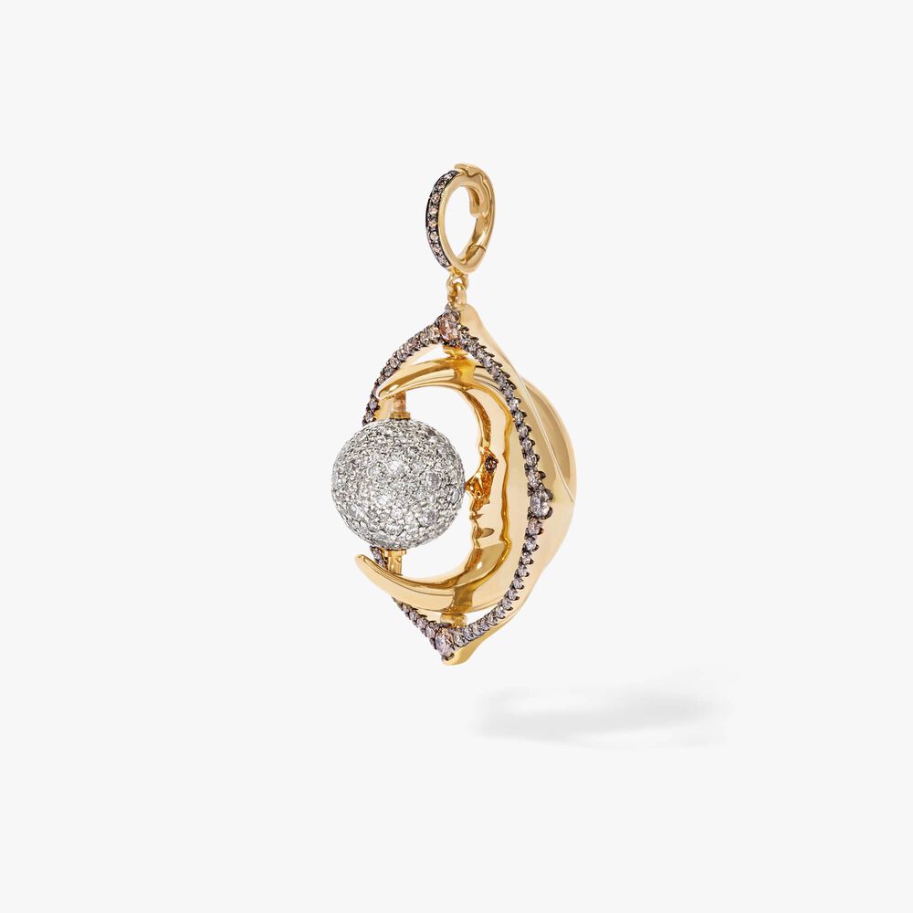 Mythology 18ct Gold Diamond Spinning Moon Charm | Annoushka jewelley