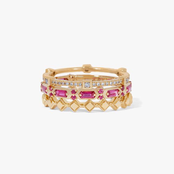18ct Gold Pink Sapphire Baguette Ring Stack | Annoushka jewelley
