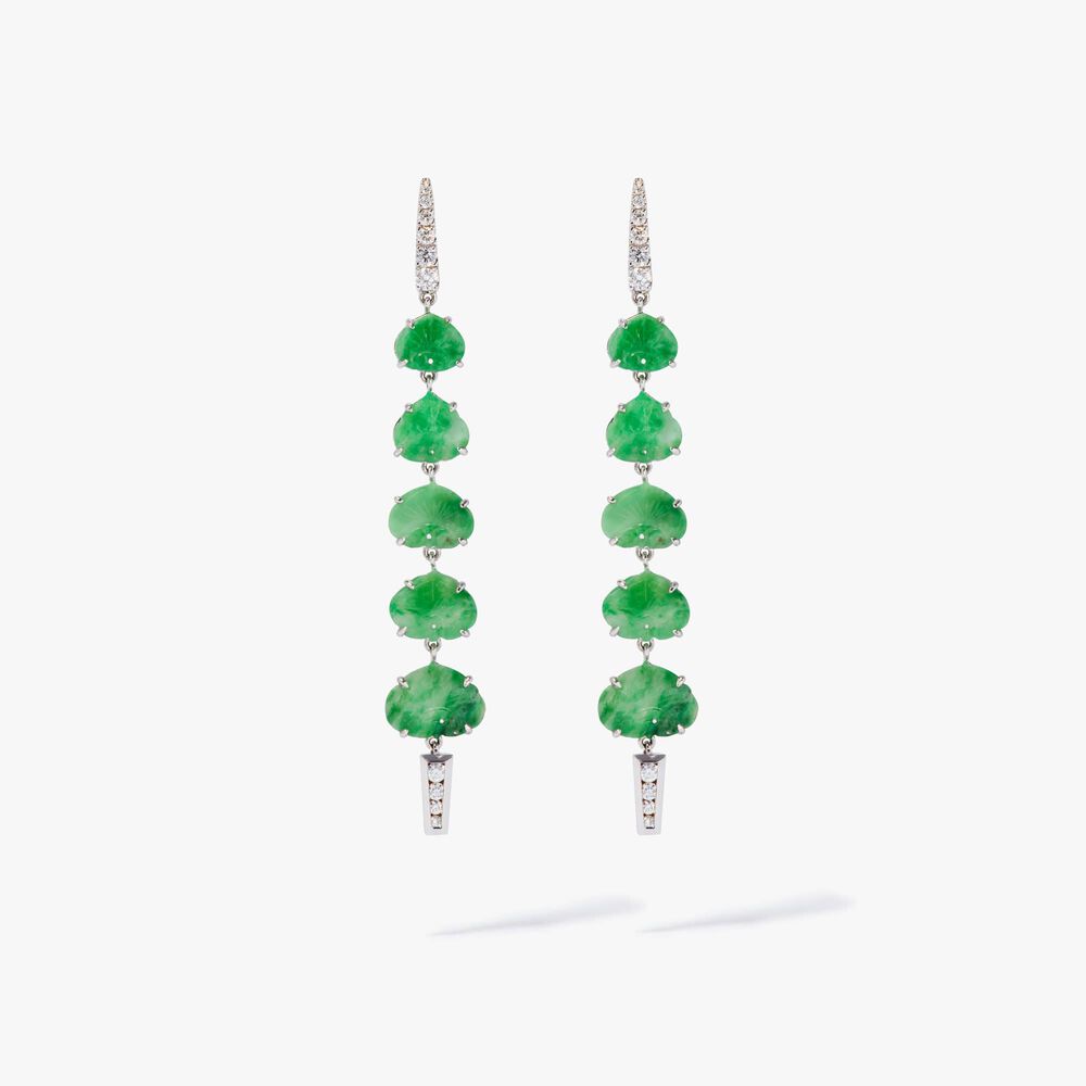 Unique 18ct White Gold Large Jade Drop Earrings | Annoushka jewelley