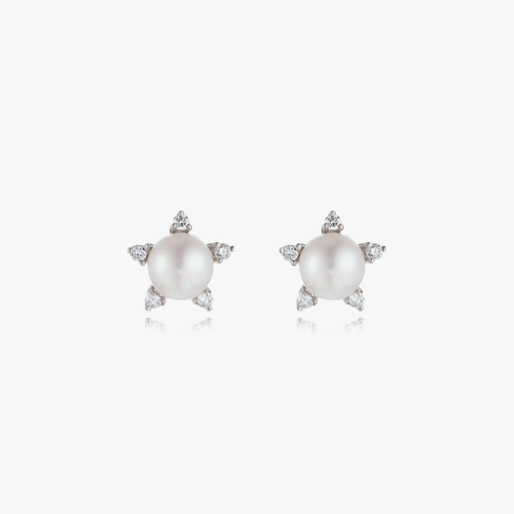 Diamonds & Pearls 18ct White Gold Small Studs | Annoushka jewelley