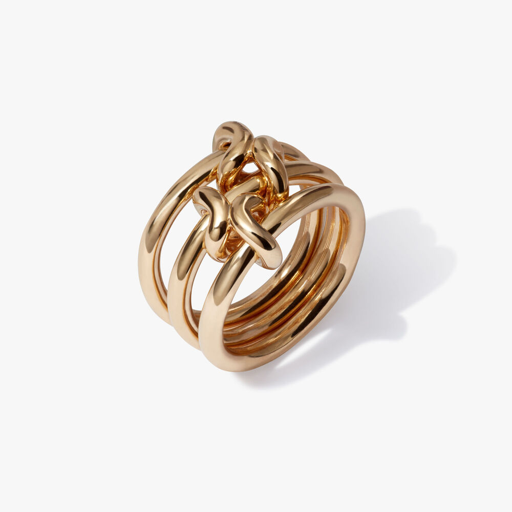 Knuckle 14ct Yellow Gold Link Ring | Annoushka jewelley