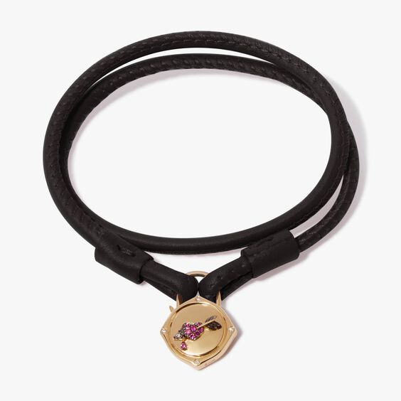 Lovelock 18ct Gold Leather Heart & Arrow Charm Bracelet
