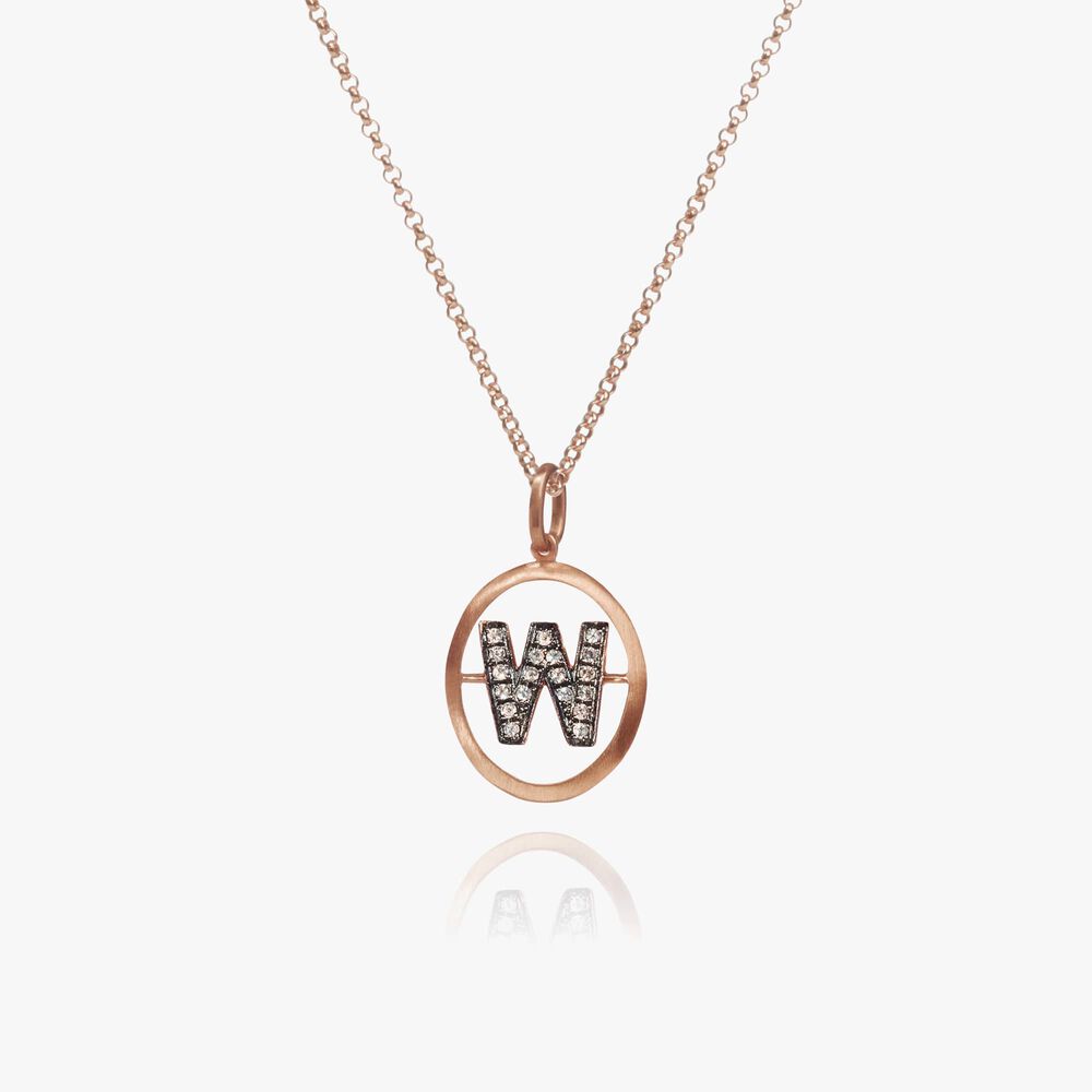 18ct Rose Gold Initial W Necklace | Annoushka jewelley
