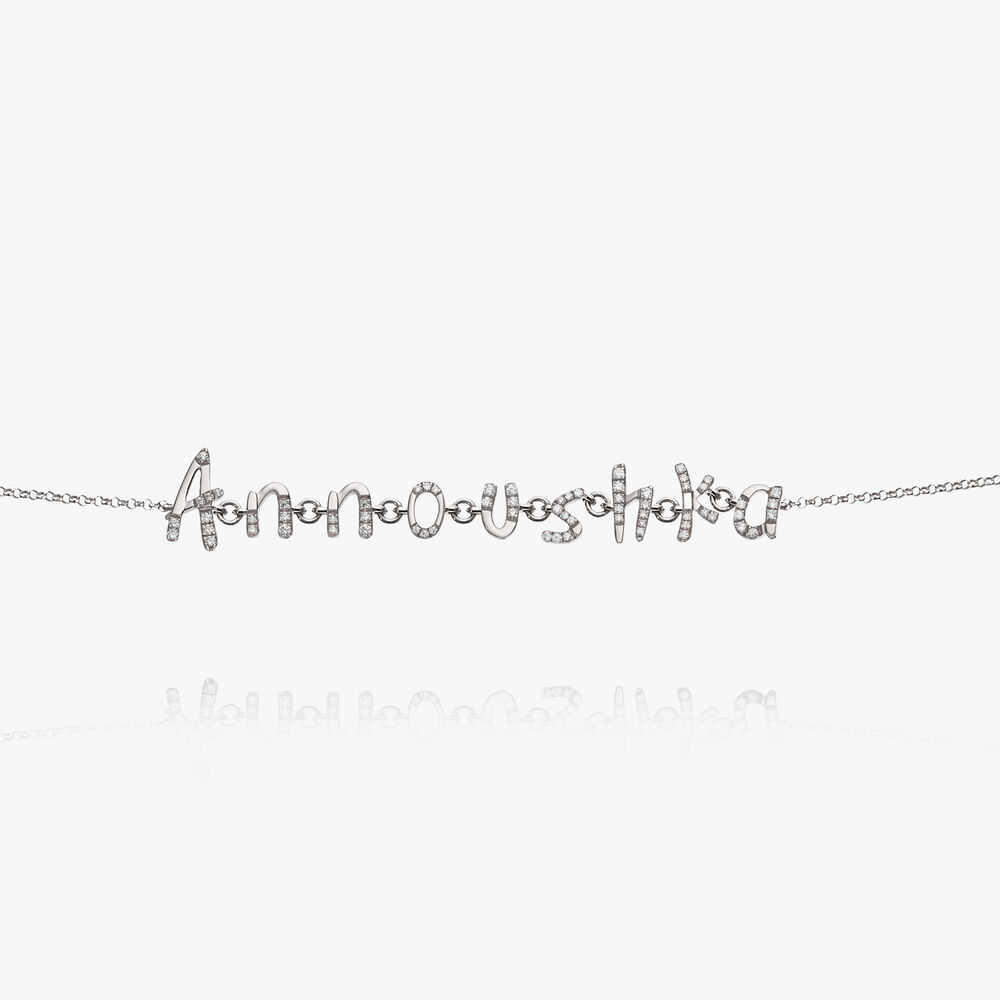 Personalised White Gold Chain Letters Bracelet | Annoushka jewelley