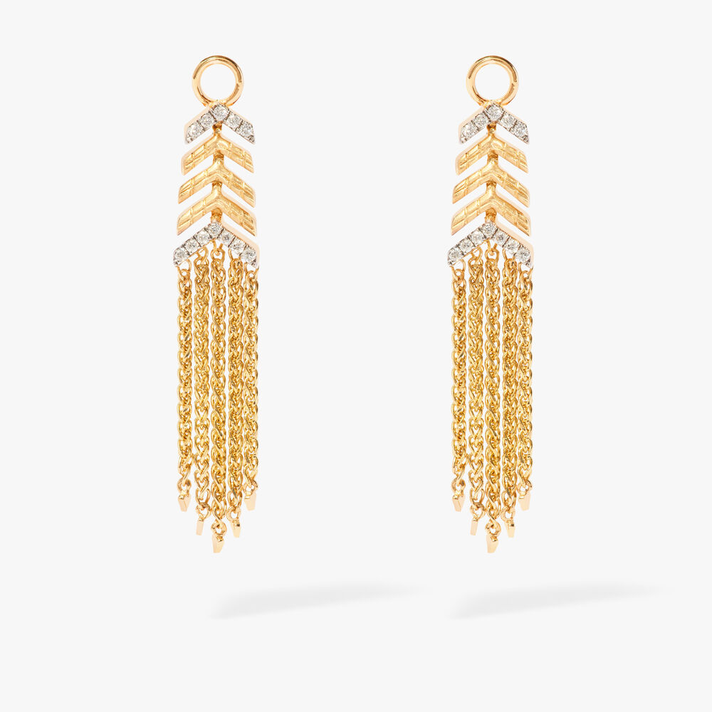 Flight Shimmy 18ct Yellow Gold Diamond Feather Earrings | Annoushka jewelley