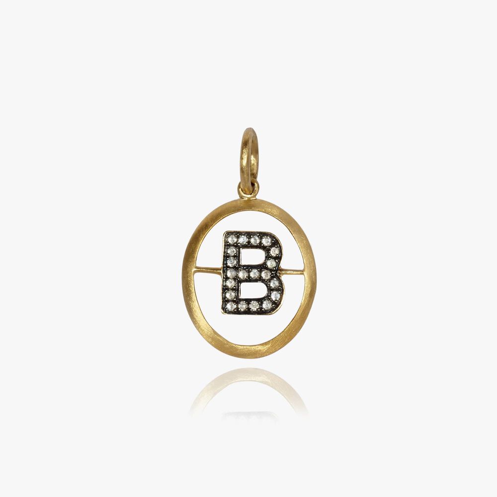 Initials 18ct Yellow Gold Diamond B Pendant | Annoushka jewelley