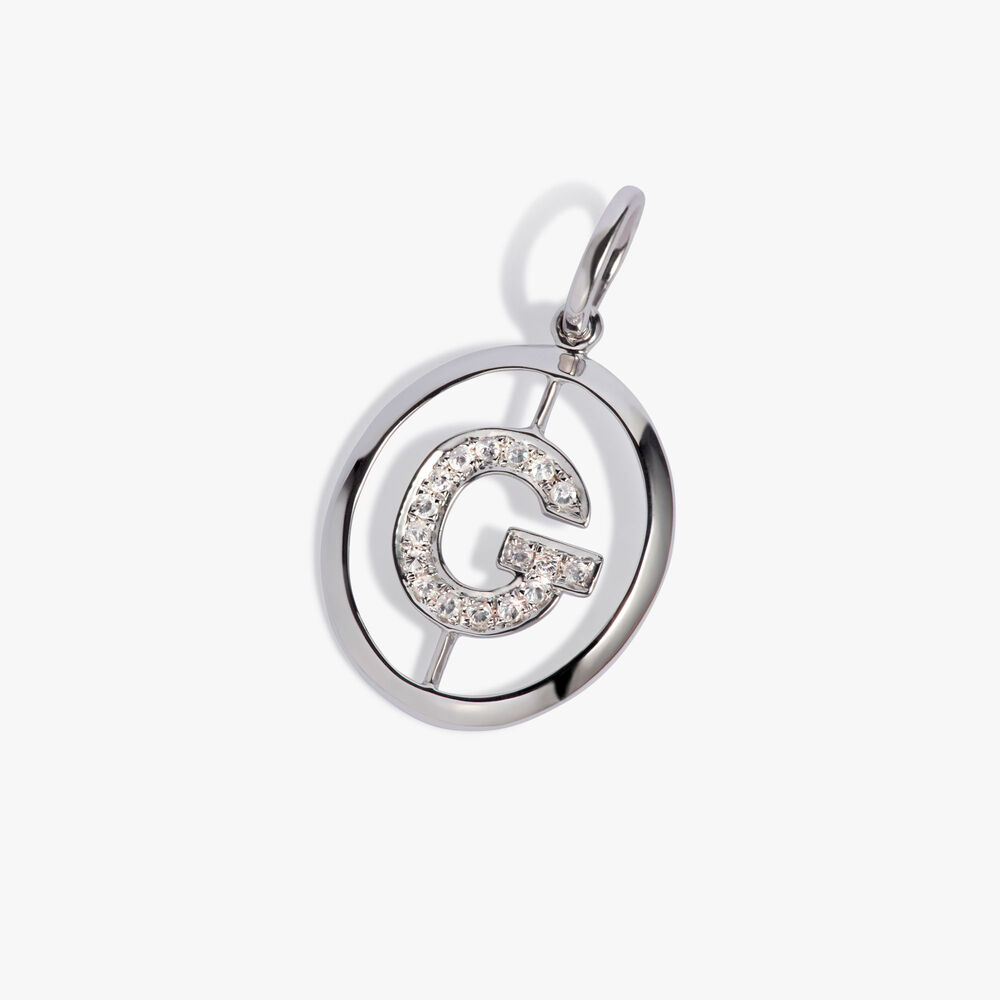 Initials 18ct White Gold Diamond G Pendant | Annoushka jewelley