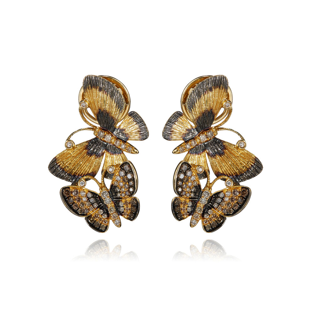 Butterflies 18ct Gold Diamond Duet Earrings | Annoushka jewelley