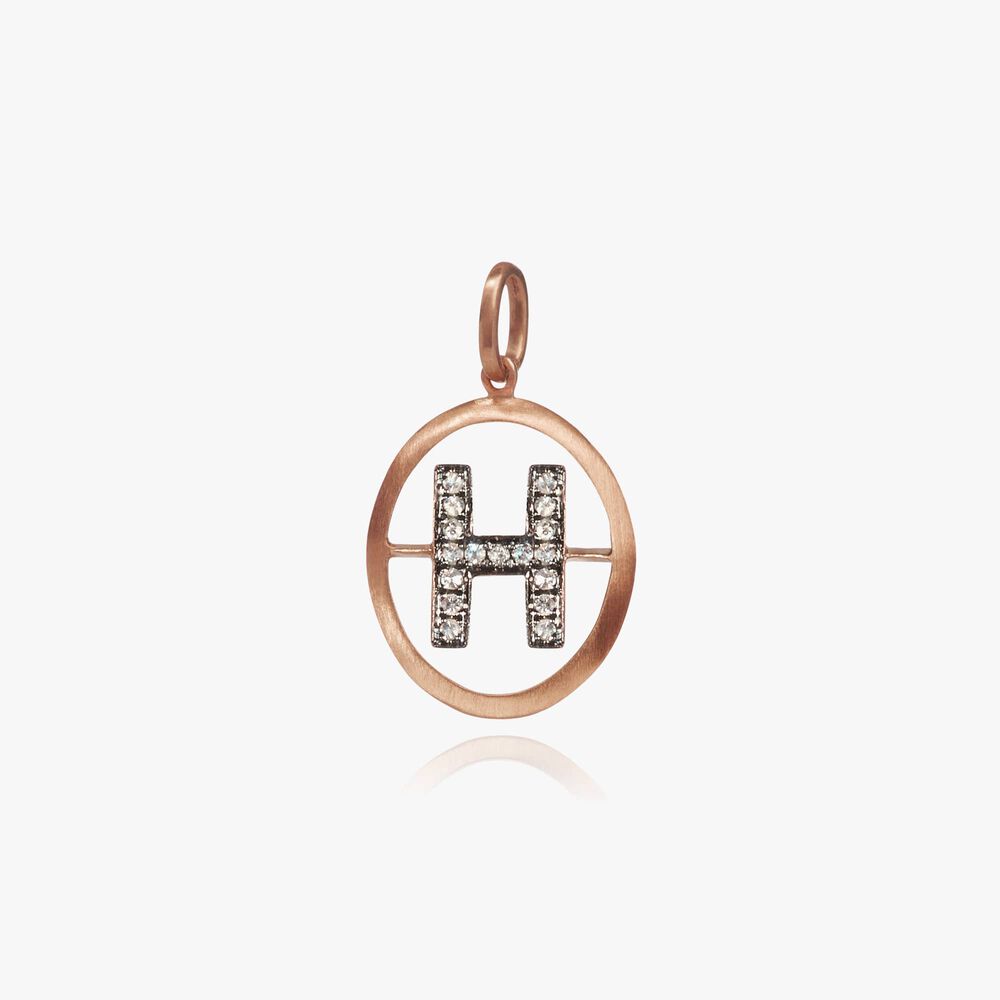 18ct Rose Gold Initial H Pendant | Annoushka jewelley