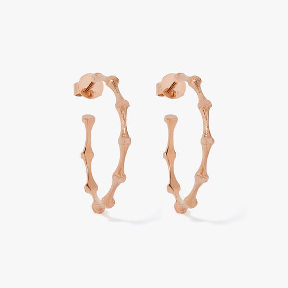 Bamboo 18ct Rose Gold Hoop Earrings