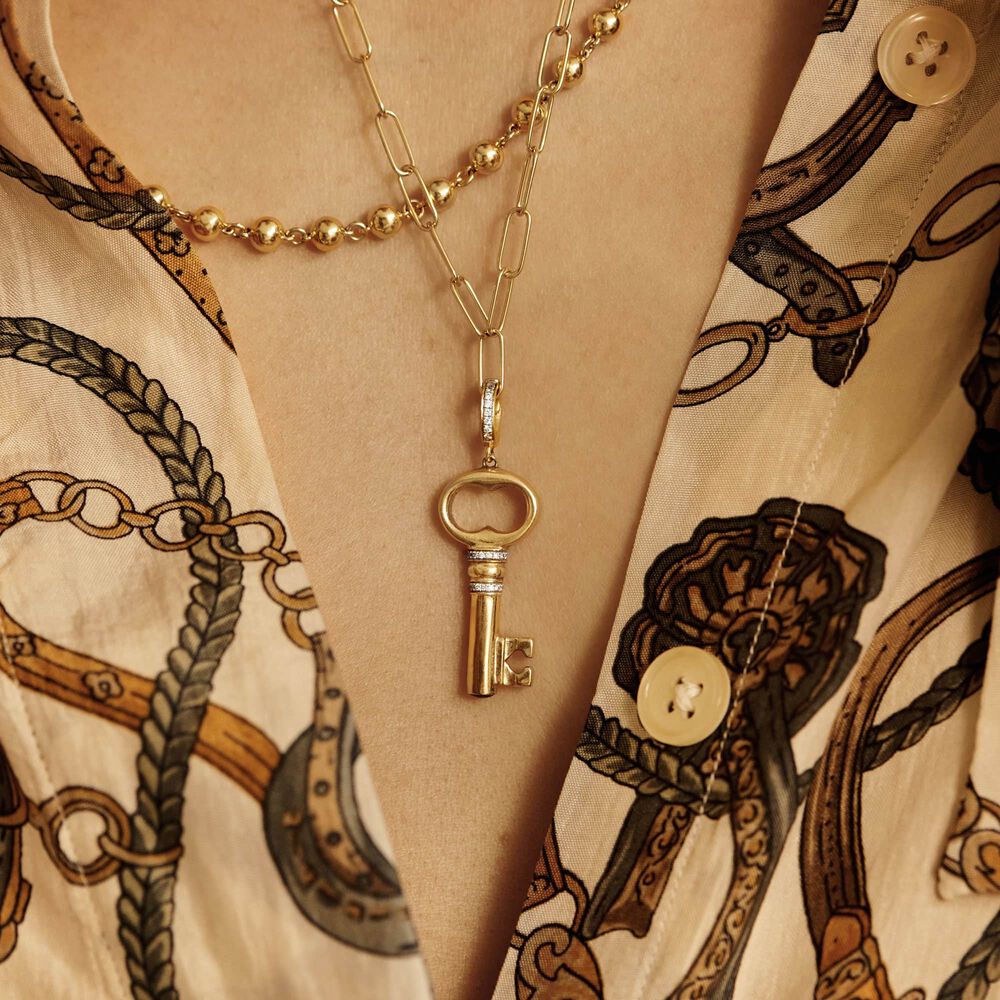 Mythology 18ct Yellow Gold Diamond Key Charm Pendant | Annoushka jewelley