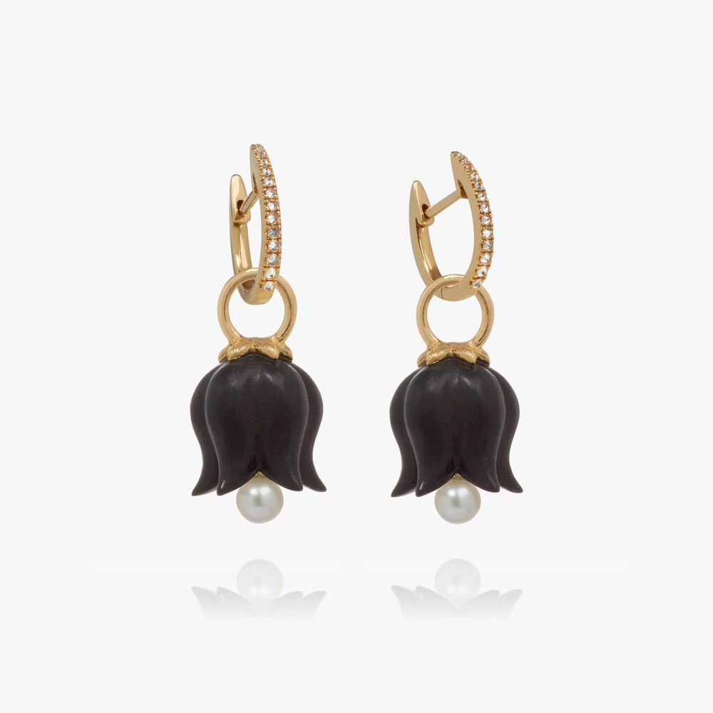 18ct Gold Ebony Pearl Tulip Earrings | Annoushka jewelley