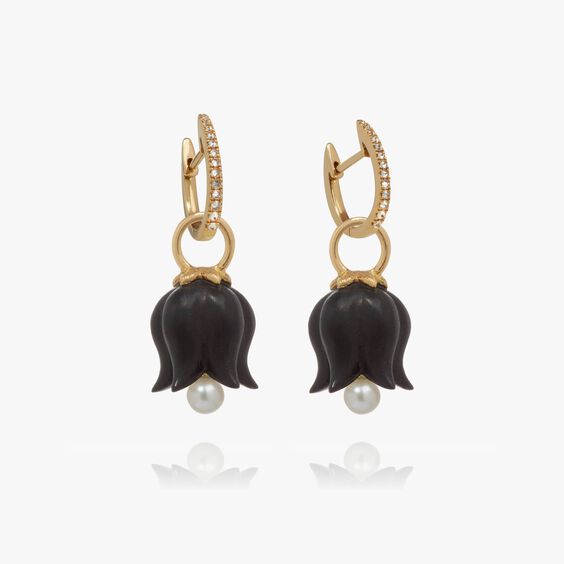 18ct Gold Ebony Pearl Tulip Earrings